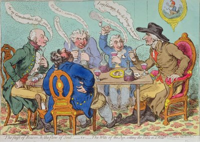 La Fiesta de la Razón, y el Flujo del Alma - es decir, Los Ingenios de la Época, poniendo la Mesa en un Rugido, publicado por Hannah Humphrey en 1797 de James Gillray